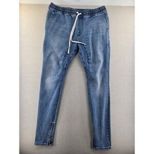 Pacsun Denim Jogger Pants Mens Large Blue Elastic Waist Active Stretch